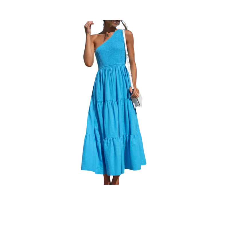 One Shoulder Smocked Dress