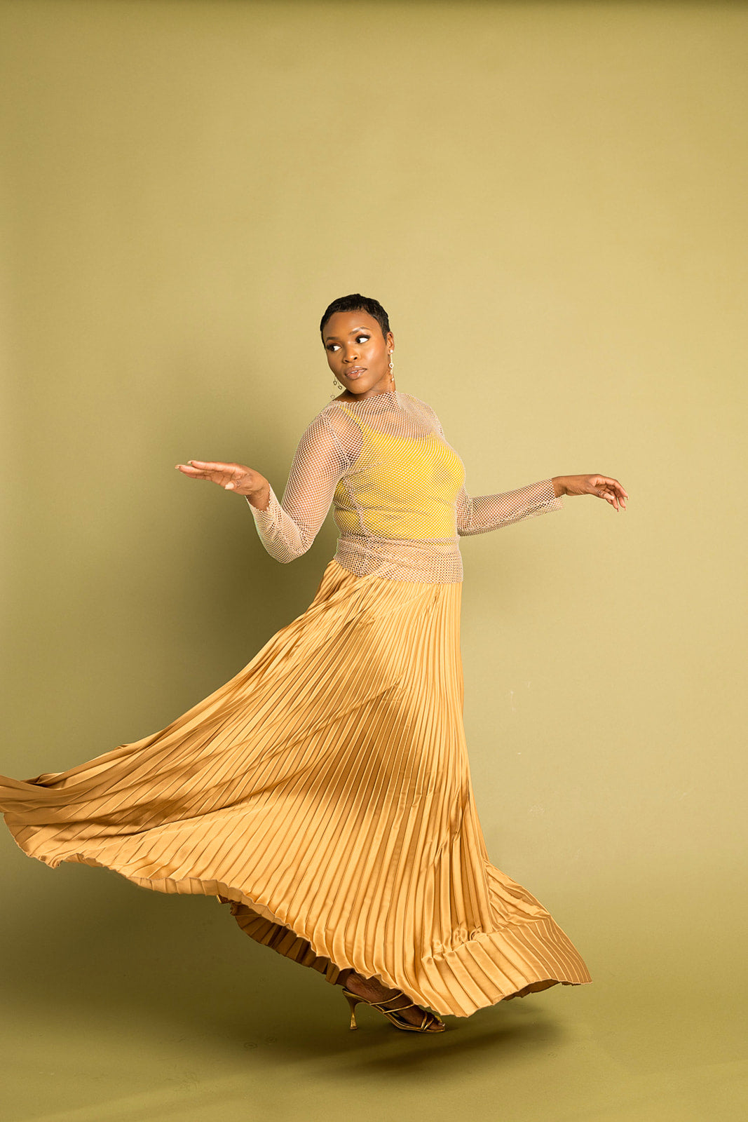 Pleated Maxi Skirt