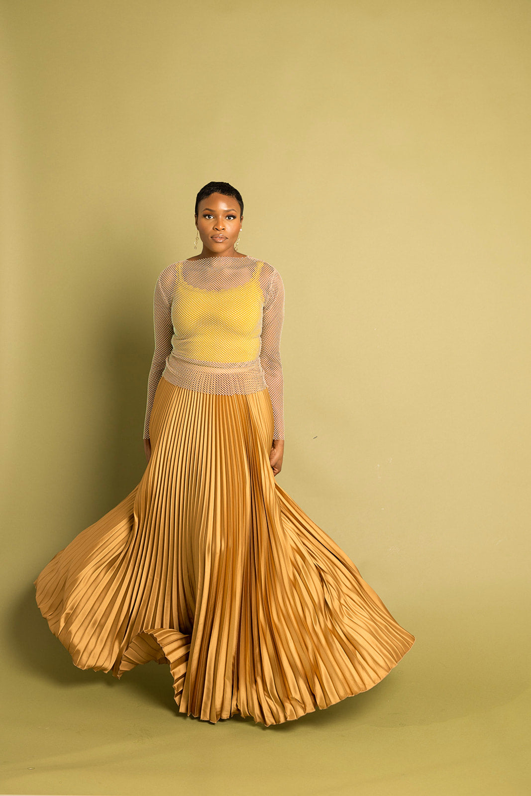 Pleated Maxi Skirt