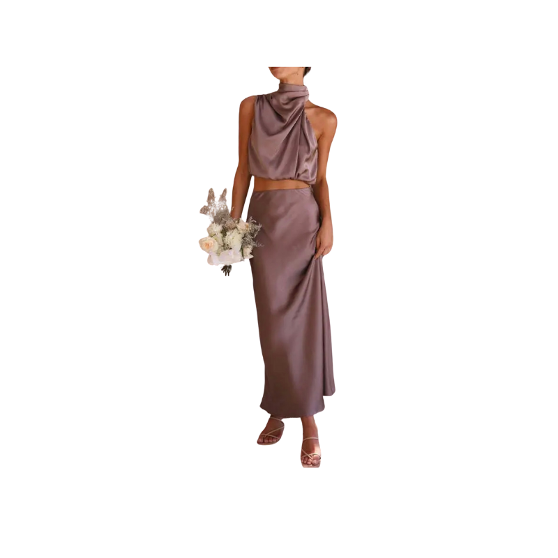 2 Piece Satin Skirt Set