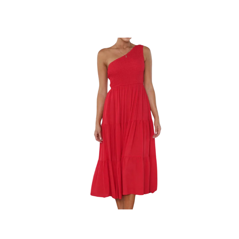 One Shoulder Smocked Dress