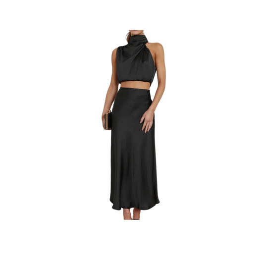 2 Piece Satin Skirt Set