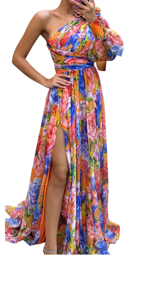 Floral Gathered Maxi Dress