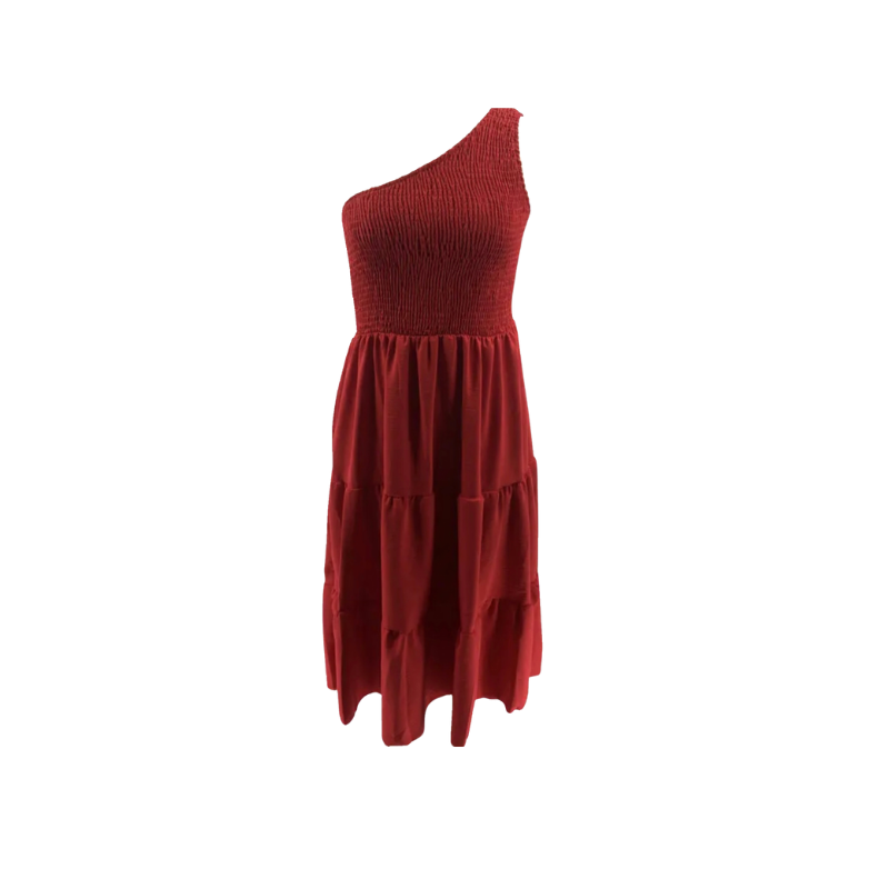 One Shoulder Smocked Dress