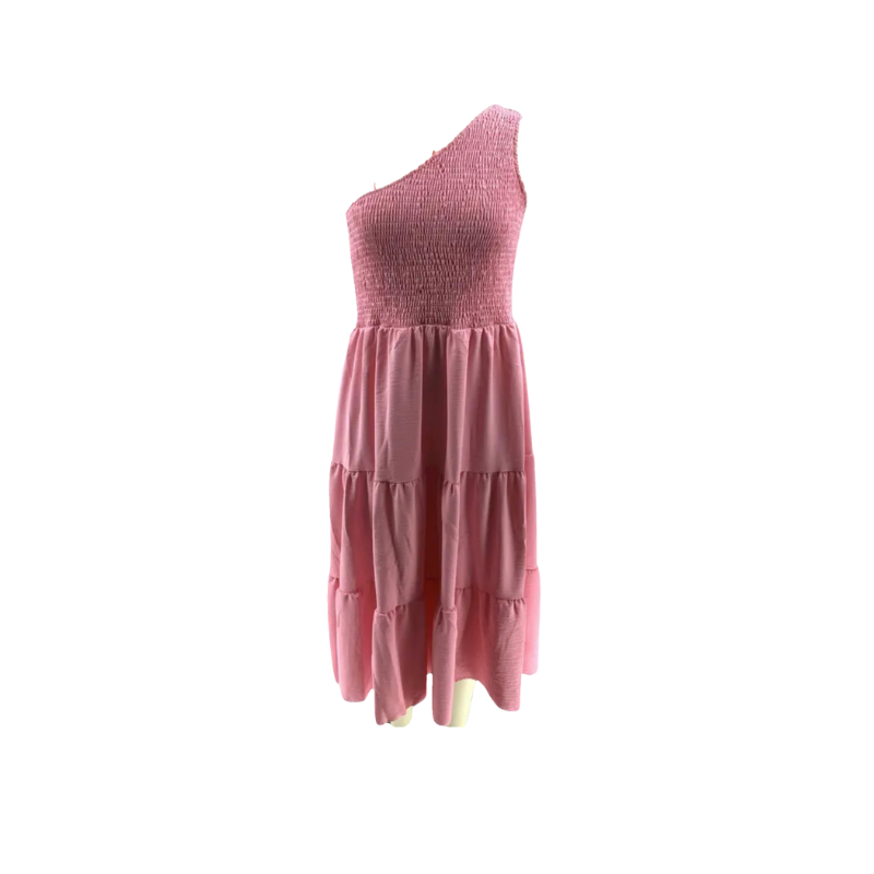 One Shoulder Smocked Dress