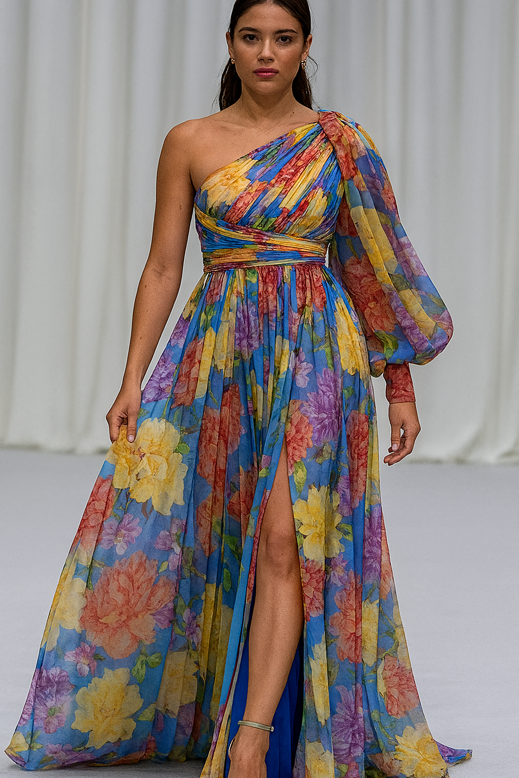 Floral Gathered Maxi Dress