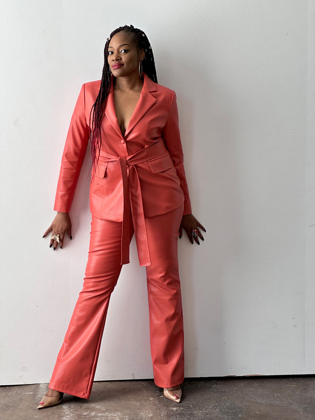 Faux Leather Rust Blazer